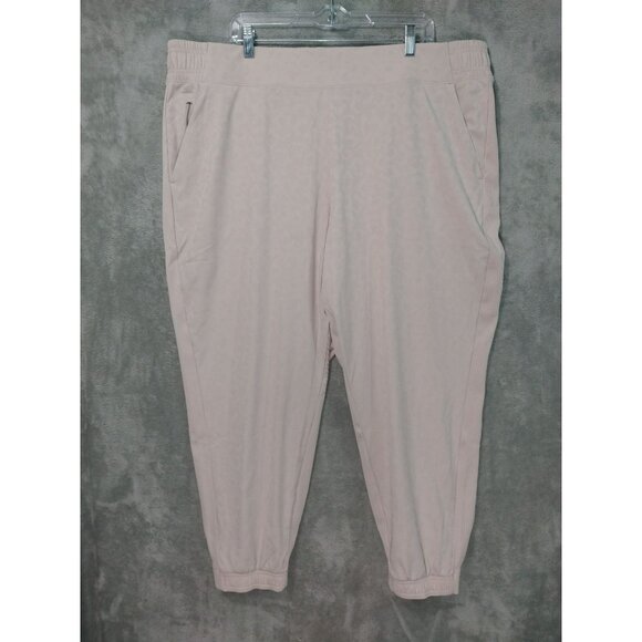 Athleta Pants Womens 22 Beige Brooklyn Textured Joggers Stretch Pull On Tapered - Picture 1 of 9